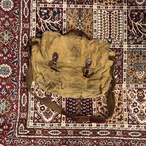 J. Crew Drygoods & Men’s Furnishings Vintage Tan Canvas & Leather Messenger Bag